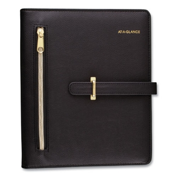Picture of Buckle Closure Planner/organizer Starter Set, 8.5 X 5.5, Black Cover, 12-Month (jan To Dec): Undated