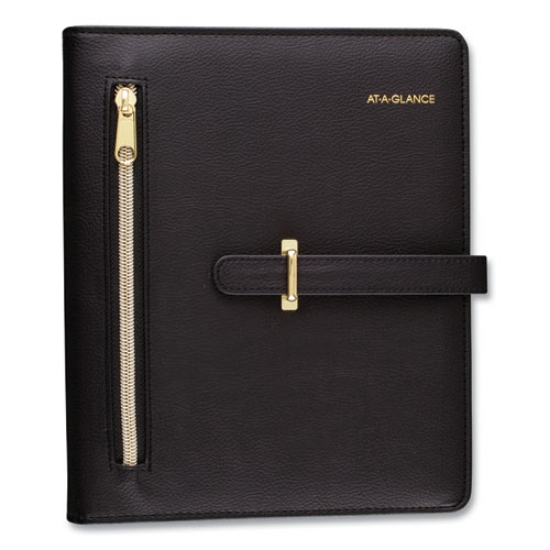 Picture of Buckle Closure Planner/organizer Starter Set, 8.5 X 5.5, Black Cover, 12-Month (jan To Dec): Undated