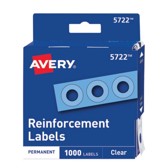 Picture of Dispenser Pack Hole Reinforcements, 0.25" Dia, Clear, 1,000/Pack, (5722)
