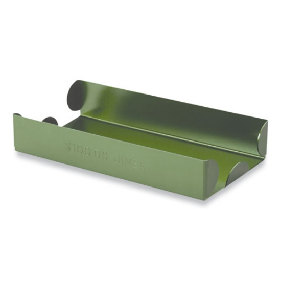 Picture of Metal Coin Tray, Dimes, Stackable, 3.5 X 10 X 1.75, Green