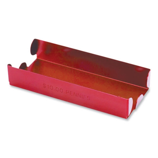 Picture of Metal Coin Tray, Pennies, Stackable, 3.5 X 10 X 1.75, Red