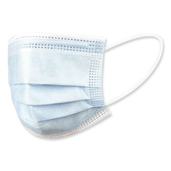 Picture of Three-Ply General Use Face Mask, Blue, 50/box, 40 Boxes/carton
