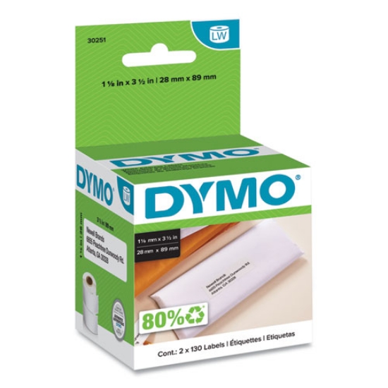 Picture of Labelwriter Address Labels, 1.12" X 3.5", White, 130 Labels/roll, 2 Rolls/pack
