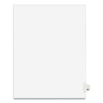Picture of Preprinted Legal Exhibit Side Tab Index Dividers, Avery Style, 10-Tab, 49, 11 X 8.5, White, 25/pack, (1049)