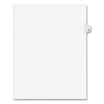 Picture of Preprinted Legal Exhibit Side Tab Index Dividers, Avery Style, 10-Tab, 81, 11 X 8.5, White, 25/pack, (1081)
