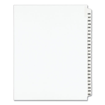 Picture of Preprinted Legal Exhibit Side Tab Index Dividers, Avery Style, 25-Tab, 226 To 250, 11 X 8.5, White, 1 Set, (1339)