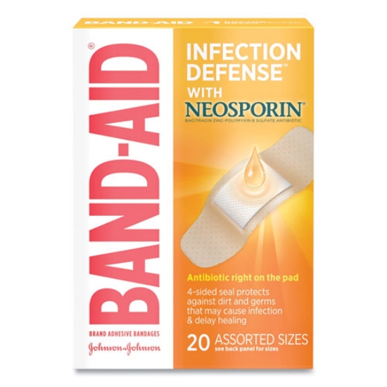 Picture of Antibiotic Adhesive Bandages, Assorted Sizes, 20/box