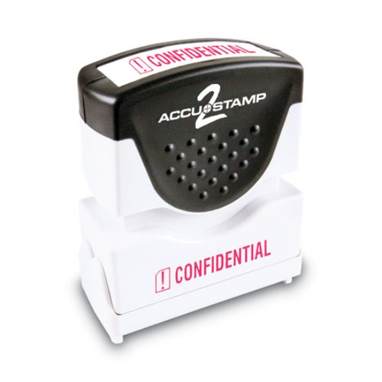 Picture of pre-inked shutter stamp, red, confidential, 1.63 x 0.5