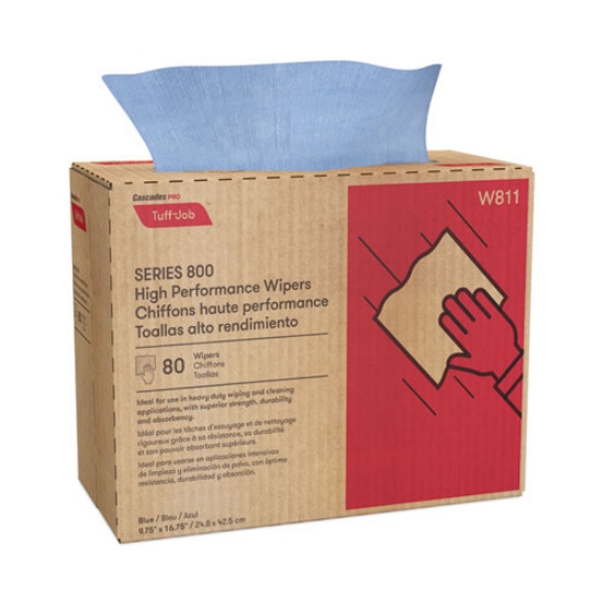 Picture of Tuff-Job Spunlace Towels, Pop Up Box, 9.75 x 16.75, Blue, 80/Box, 5 Boxes/Carton