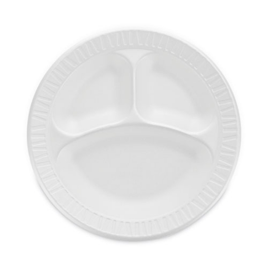 Picture of Concorde Non-Laminated Foam Plate, 3-Compartment, 10.25" dia, White, 125/Pack, 4 Packs/Carton