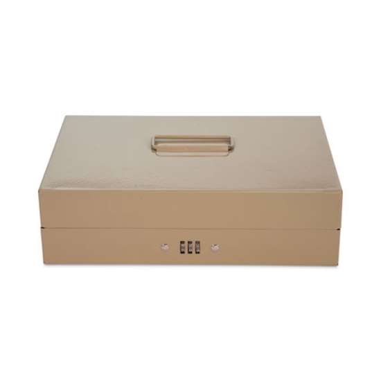Picture of Heavy Duty Lay Flat Cash Box, 6 Compartments, 11.6 x 7.9 x 3.7, Sand