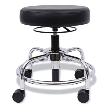 Picture of Alera Hl Series Height-Adjustable Utility Stool, Backless, Supports Up To 300 Lb, 24" Seat Height, Black Seat, Chrome Base