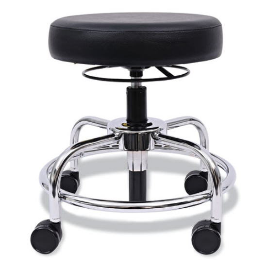 Picture of Alera Hl Series Height-Adjustable Utility Stool, Backless, Supports Up To 300 Lb, 24" Seat Height, Black Seat, Chrome Base