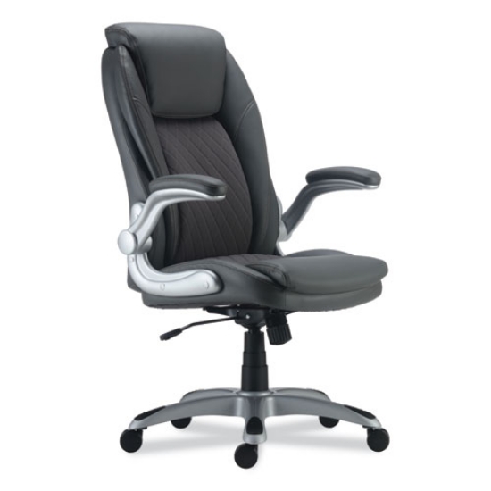 Picture of ALERA LEITHEN BONDED LEATHER MIDBACK CHAIR, SUPPORTS UP TO 275 LB, GRAY SEAT/BACK, SILVER BASE
