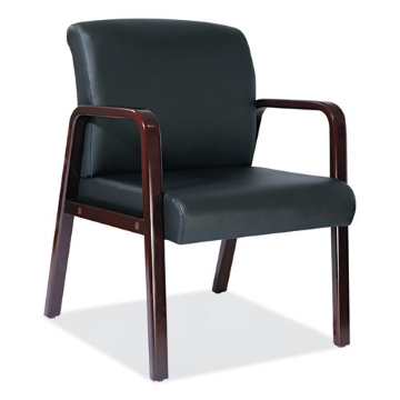 Picture of Alera Reception Lounge WL Series Guest Chair, 24.21" x 24.8" x 32.67", Black Seat, Black Back, Mahogany Base