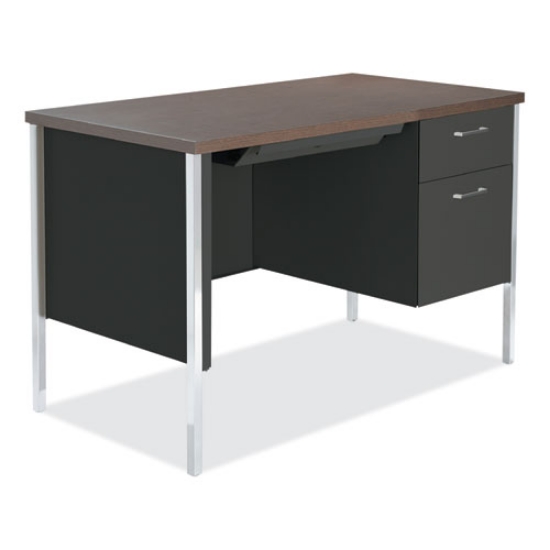 Picture of Single Pedestal Steel Desk, 45.25" X 24" X 29.5", Mocha/black
