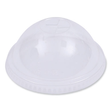 Picture of PET Cold Cup Dome Lids, Fits 12 oz Squat and 14 to 24 oz Plastic Cups, Clear, 100 Lids/Sleeve, 10 Sleeves/Carton