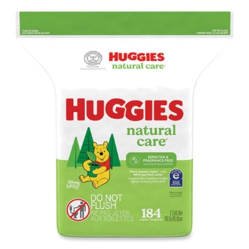 Picture of Natural Care Sensitive Baby Wipes, 1-Ply, 3.88 x 6.6, Unscented, White, 184/Pack, 3 Packs/Carton