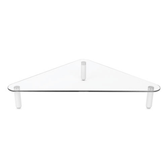 Picture of Glass Corner Monitor Riser, 19.7" x 11" x  3.25", Clear, Supports 40 lbs