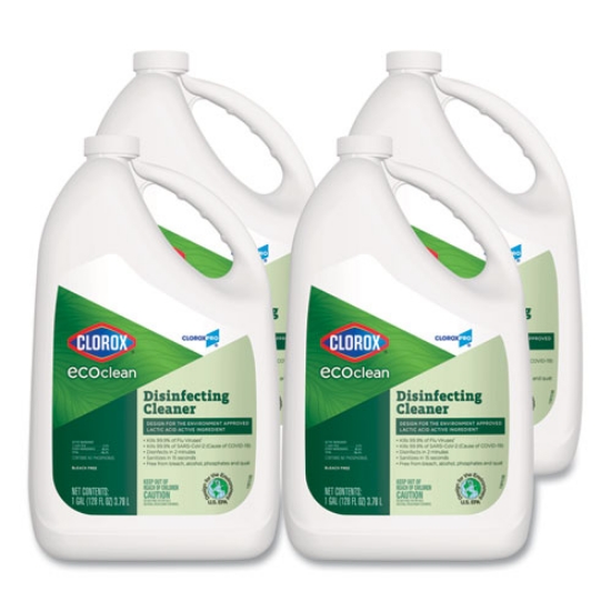 Picture of clorox pro ecoclean disinfecting cleaner, unscented, 128 oz refill bottle, 4/carton