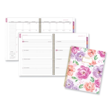 Picture of Badge Floral Weekly/Monthly Planner, Floral Artwork, 11 x 9.2, White/Multicolor Cover, 13-Month (Jan to Jan): 2024 to 2025