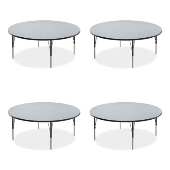 Picture of Height Adjustable Activity Table, Round, 60" x 19" to 29", Gray Granite Top, Black Legs, 4/Pallet, Ships in 4-6 Business Days