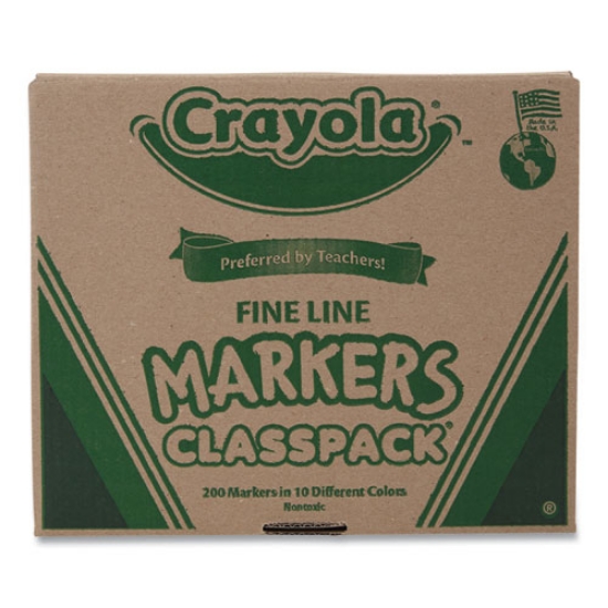 Picture of Fine Line 200-Count Classpack Non-Washable Marker, Fine Bullet Tip, Assorted Colors, 200/box