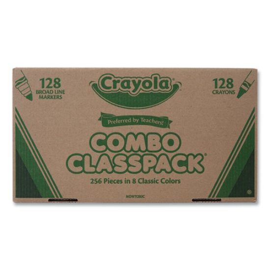 Picture of Crayons And Markers Combo Classpack, Eight Colors, 256/set