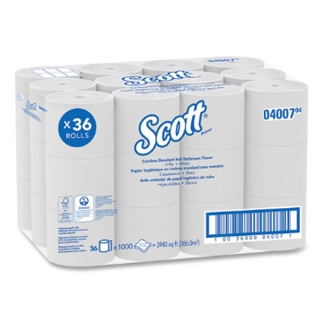 Picture of ESSENTIAL CORELESS SRB BATHROOM TISSUE, SEPTIC SAFE, 2-PLY, WHITE, 1,000 SHEETS/ROLL, 36 ROLLS/CARTON