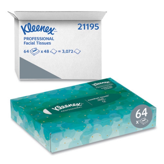 Picture of White Facial Tissue Junior Pack, 2-Ply, 48 Sheets/Box, 64 Boxes/Carton