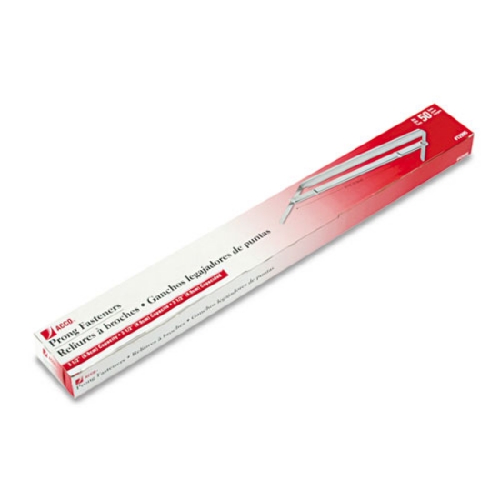 Picture of Standard Two-Piece Two-Prong Paper Fastener Base and Compressor Sets, 3.5" Capacity, 8.5" Center to Center, Silver, 50/Box
