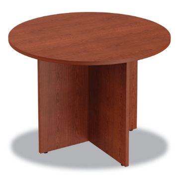 Picture of alera valencia round conference table with legs, 42" diameter x 29.5h, medium cherry