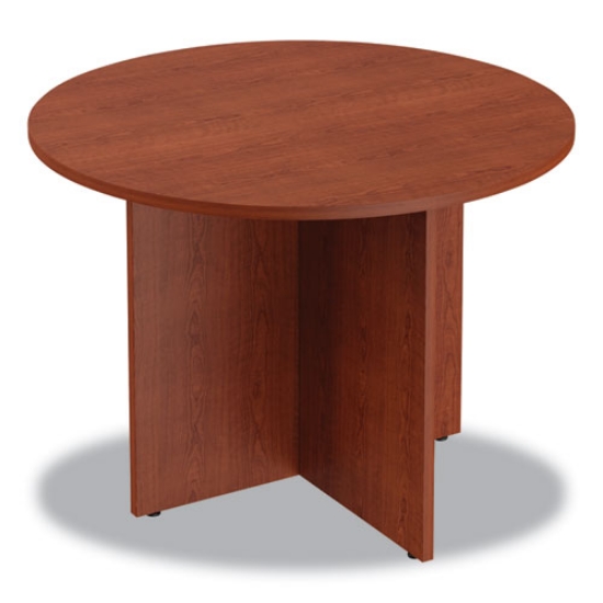 Picture of alera valencia round conference table with legs, 42" diameter x 29.5h, medium cherry