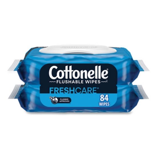 Picture of Fresh Care Flushable Cleansing Cloths, 1-Ply, 3.73 x 5.5, White, 84/Pack