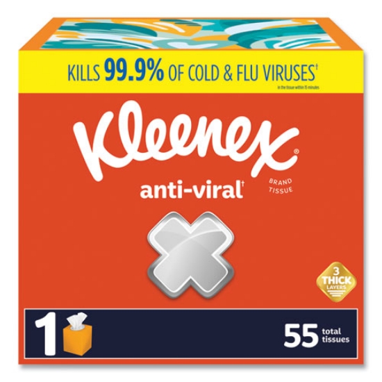 Picture of Anti-Viral Facial Tissue, 3-Ply, White, 55 Sheets/Box, 27 Boxes/Carton
