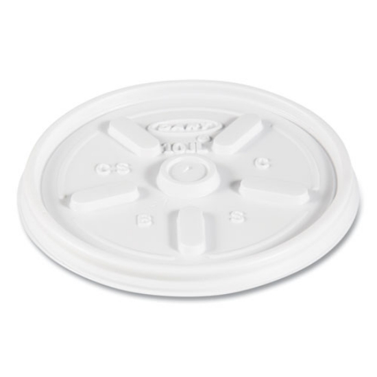 Picture of Vented Plastic Hot Cup Lids, 10 Oz Cups, White, 1,000/carton