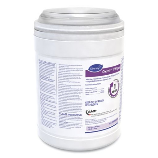 Picture of Oxivir 1 Wipes, 1-Ply, 10 x 10, Characteristic Scent, White, 60 Canister, 12 Canisters/Carton