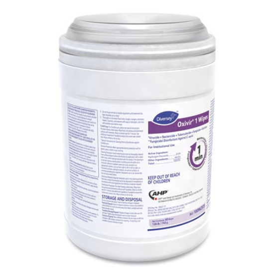 Picture of Oxivir 1 Wipes, 1-Ply, 10 x 10, Characteristic Scent, White, 60 Canister, 12 Canisters/Carton