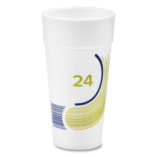 Picture of Breeze Hot/Cold Insulated Foam Drinking Cups, 24 oz, Green/White/Blue, 500/Carton