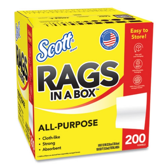 Picture of Rags in a Box, POP-UP Box, 12 x 9, White, 200/Box