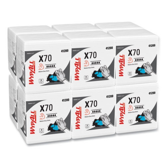 Picture of X70 Cloths, 1/4 Fold, 12.5 x 12, White, 76/Pack, 12 Packs/Carton