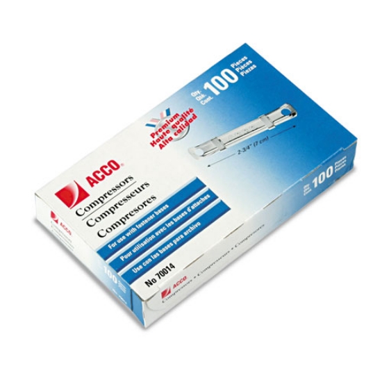 Picture of Premium Two-Prong Fastener Compressors, 2.75" Center to Center, Silver, 100/Box