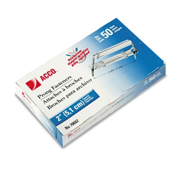 Picture of Premium Two-Piece Two-Prong Paper Fastener Base and Compressor Sets, 2" Capacity, 2.75" Center to Center, Silver, 50/Box