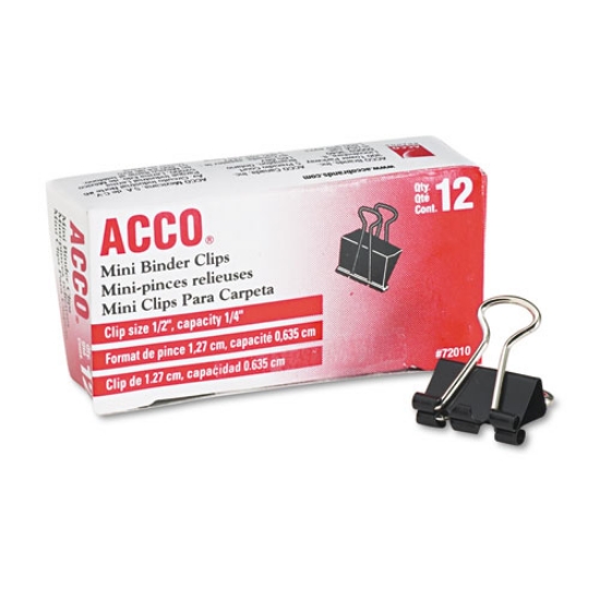 Picture of Binder Clips, Mini, Black/silver, Dozen