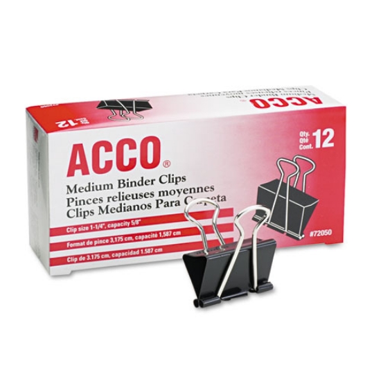 Picture of Binder Clips, Medium, Black/silver, Dozen
