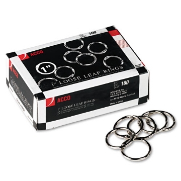Picture of Metal Book Rings, 1" Diameter, 100/Box