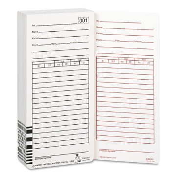 Picture of Time Clock Cards For Acroprint Es1000, Two Sides, 3.5 X 7, 100/pack