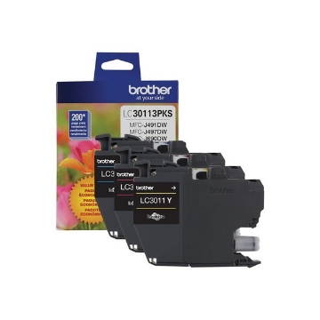Picture of Brother LC30113PKS Cyan, Magenta, Yellow Ink Cartridge (Multipack) (3 x 200)