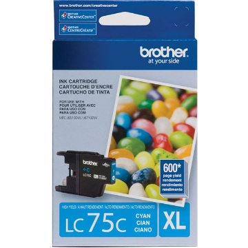 Picture of Brother LC75C High Yield Cyan Inkjet Cartridge (600 Yield)