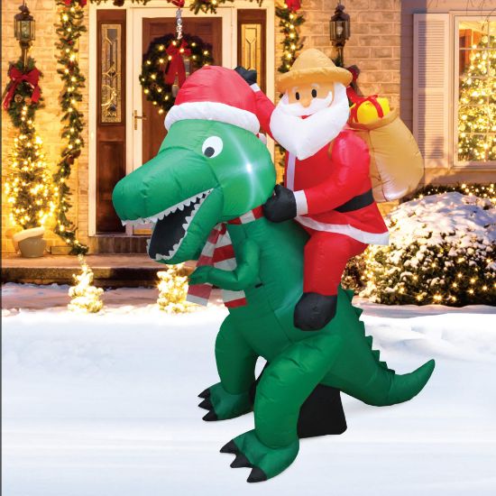 Picture of A Holiday Company CH19088-180 INFLAT DINO W/SANTA 6' (EA)